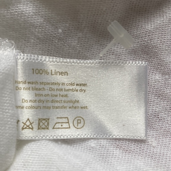 Heidi Klein Linen Longline Henley Top White Tab Sleeves side ruched NWOT - Picture 9 of 11